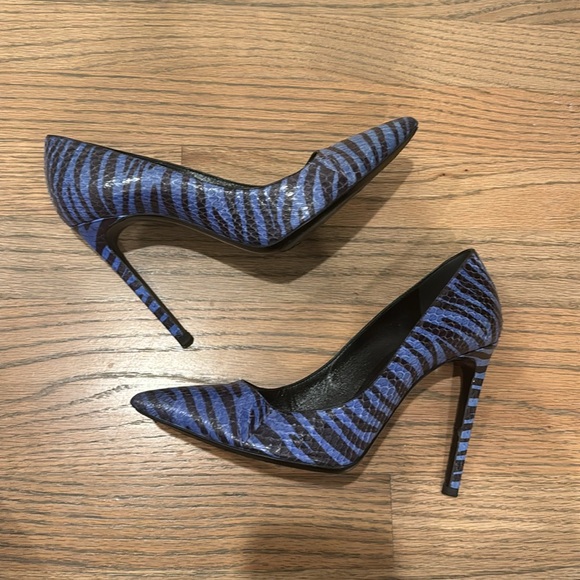 Saint Laurent blue zebra heels size 37 EU/ 6.5w US - Picture 2 of 6